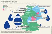 Wasseratlas Infografik: Was die Industrie schluckt Die größten Wassernutzer der Industrie je Bundesland in Deutschland, in Millionen Kubikmeter