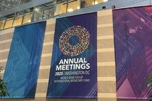 Ein Event-Banner der Herbsttagung des Internationalen Währungsfonds und der Weltbank 2025.
