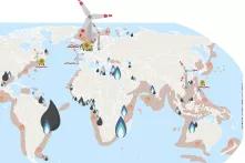 Infografik aus dem Meeresatlas 2017: Weltkarte Energieerzeugung und Ressourcenvorkommen