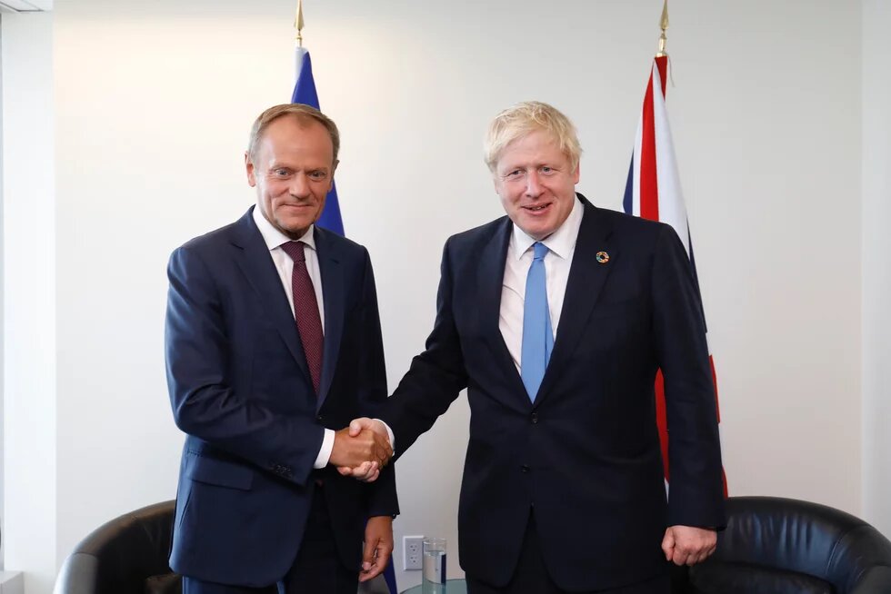 Donald Tusk und Boris Johnson beim Klimagipfel in New York 2019