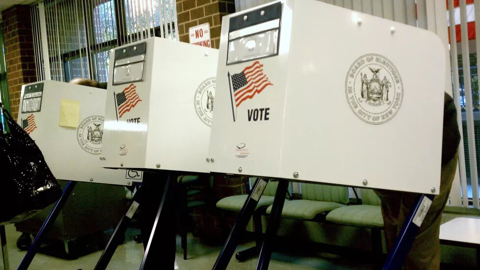 Bild von der amerikanischen Wahl, Stimmabgabeautomaten