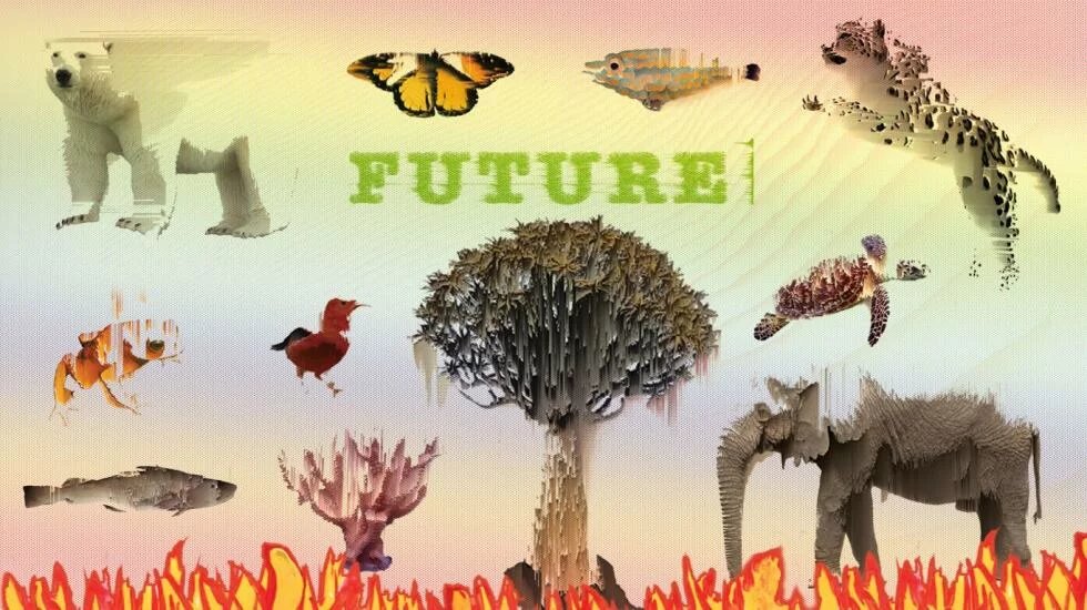 Anthropocene assaults on biodiversity, painting a dismal picture of the future of life, including human life - Eine Illustration von Abhishek Chauhan, alle Rechte vorbehalten