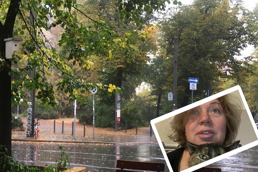 Bild von der Wolliner Straße und einem Selfie von Olga