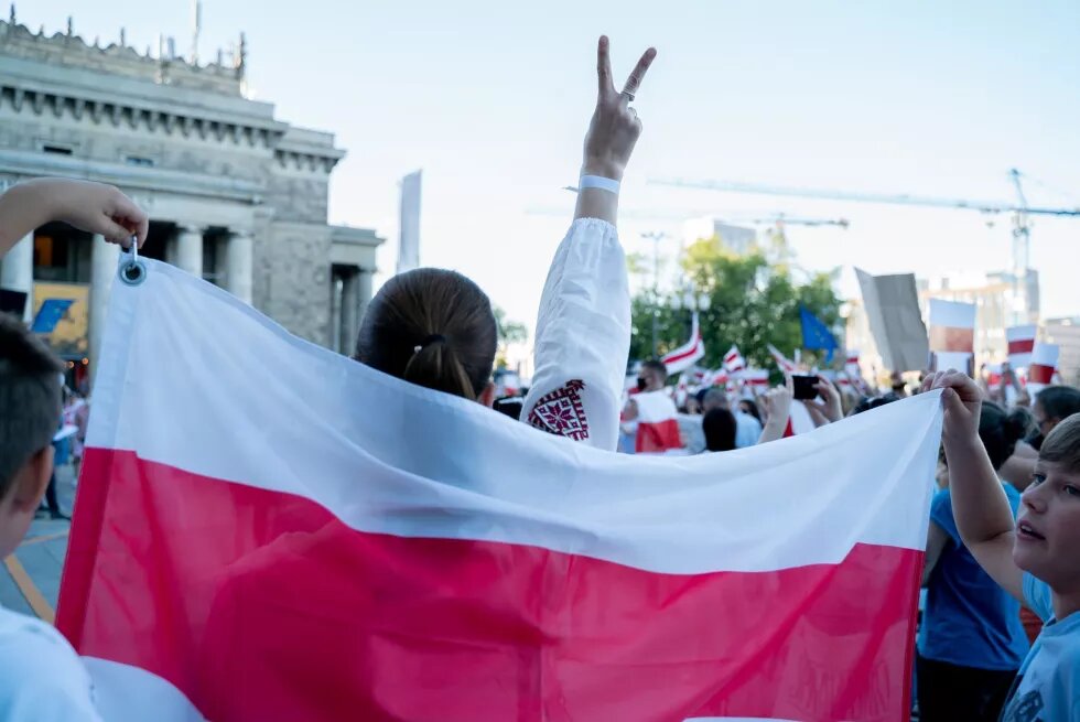 Demo in Warschau für Belarus
