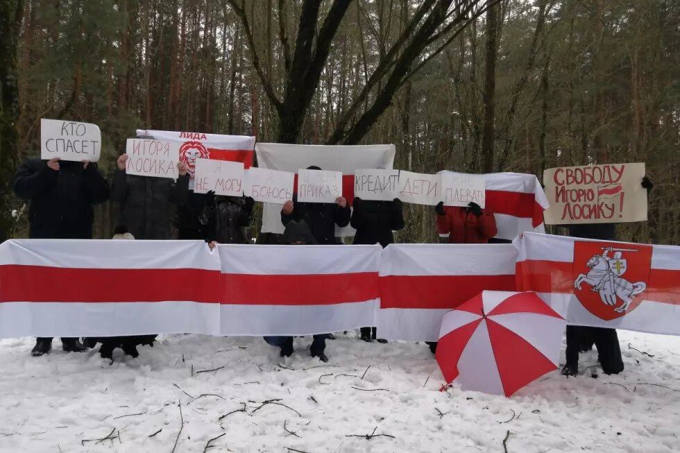 Solidaritätsaktion 23.1.21 in Lida, Belarus