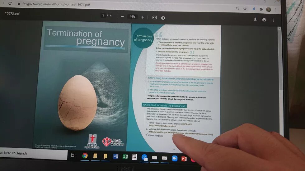 Online Information zu Schwangerschaftsabrüchen in Hong Kong