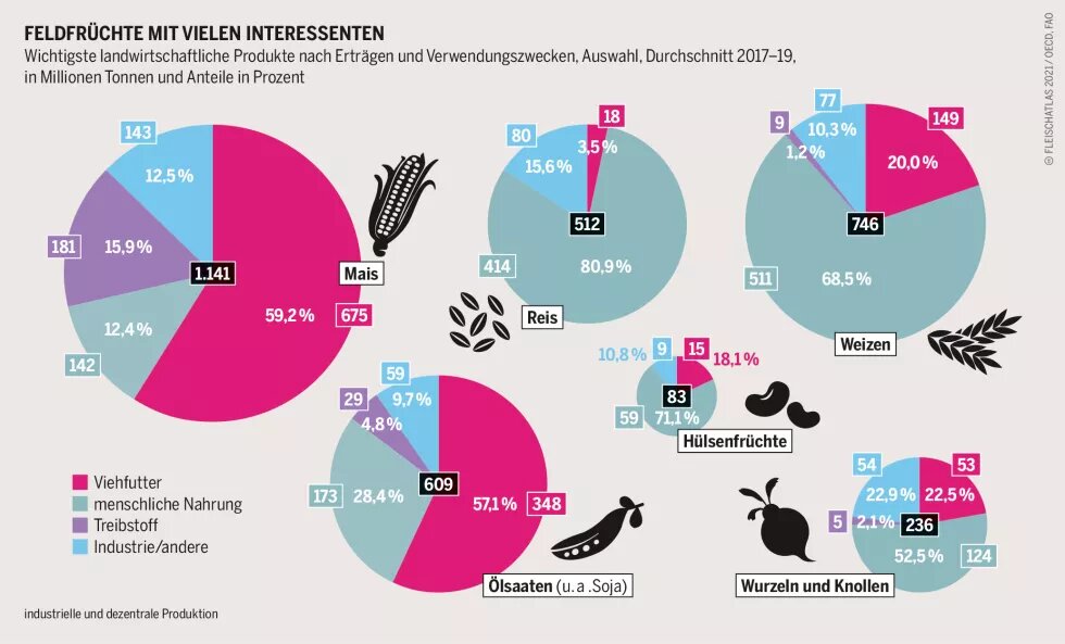 Fleischatlas Infografik: Feldfrüchte mit vielen Interessenten
