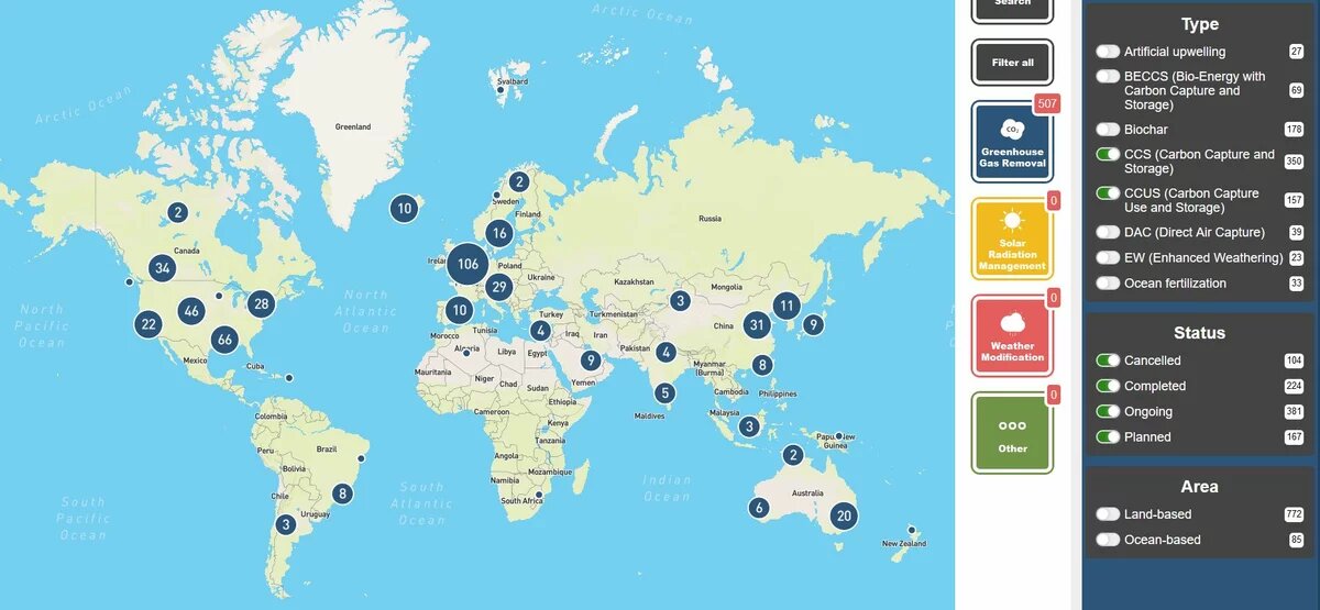 Interaktive Weltkarte zum Geoengineering