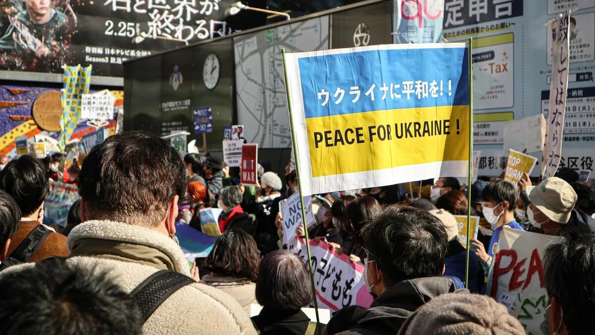 Proteste in Tokyo gegen Russlands Ukraine-Krieg.