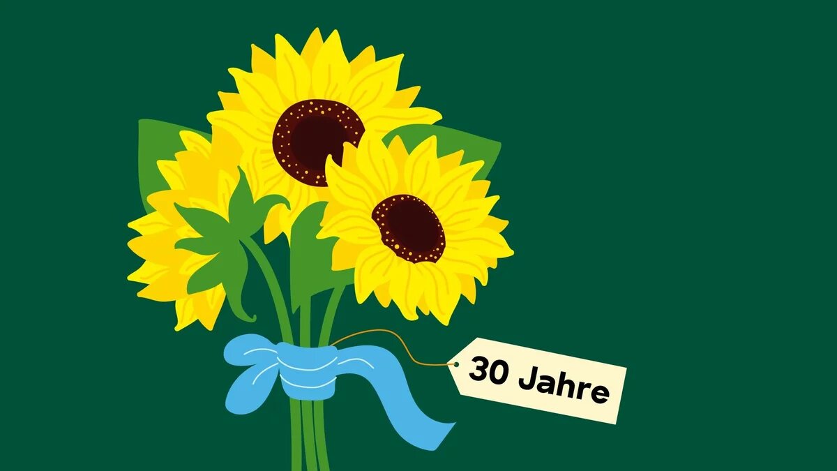 Grafik: Sonnenblumenstrauß für 30 Jahre Bündnis 90/Die Grünen