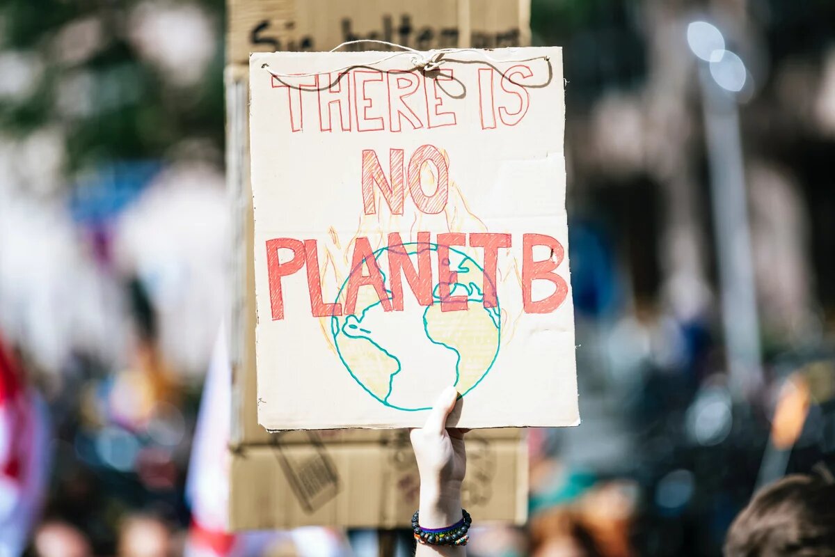 Demoschild auf dem Steht "There is no Planet B"