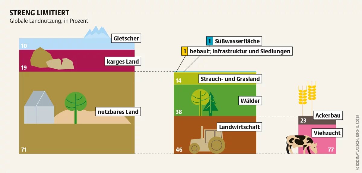 Nur ein begrenzter Teil der Erde kann für Landwirtschaft genutzt werden. Durch zunehmende Bodendegradation wird diese Fläche noch kleiner