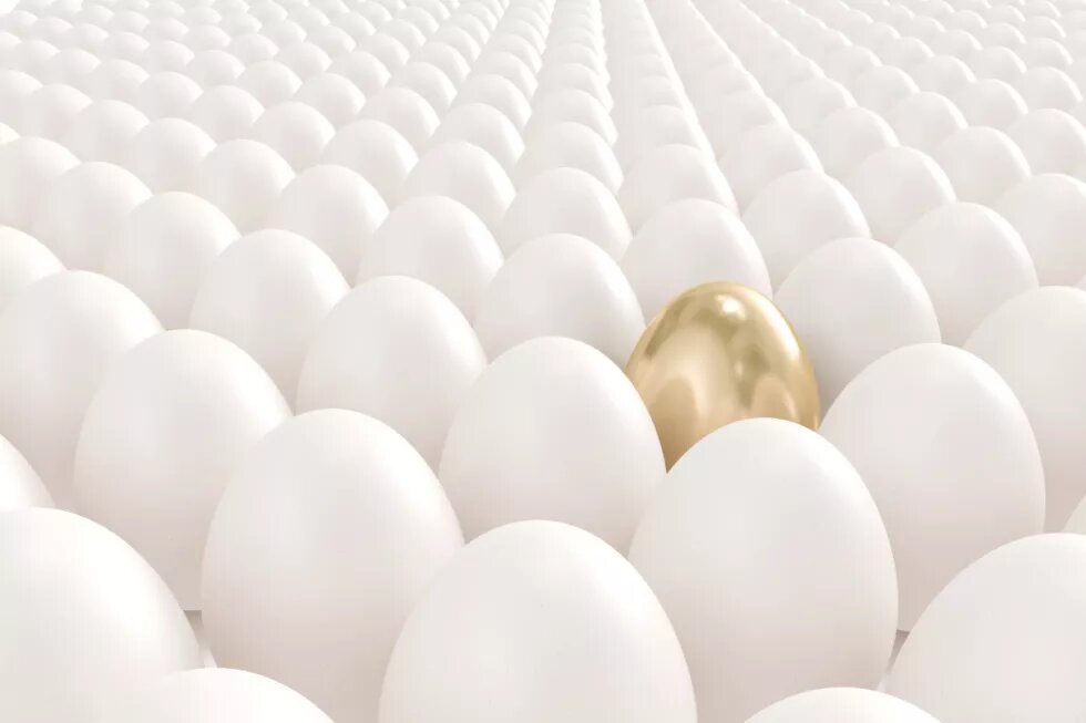 Weiße Eier und ein goldenes Ei