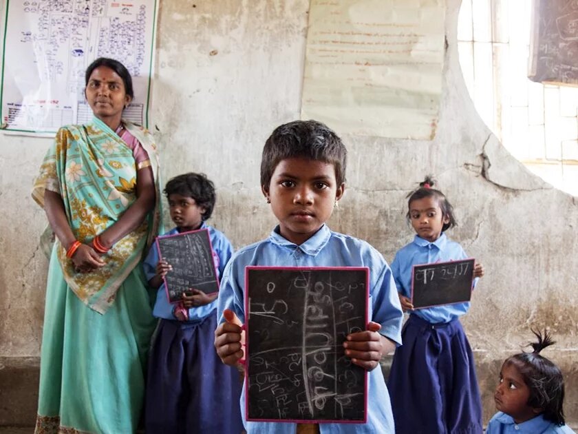 Students at work in India