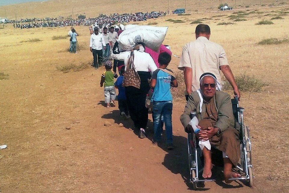 Syrische Kurd/innen fliehen in die Türkei.