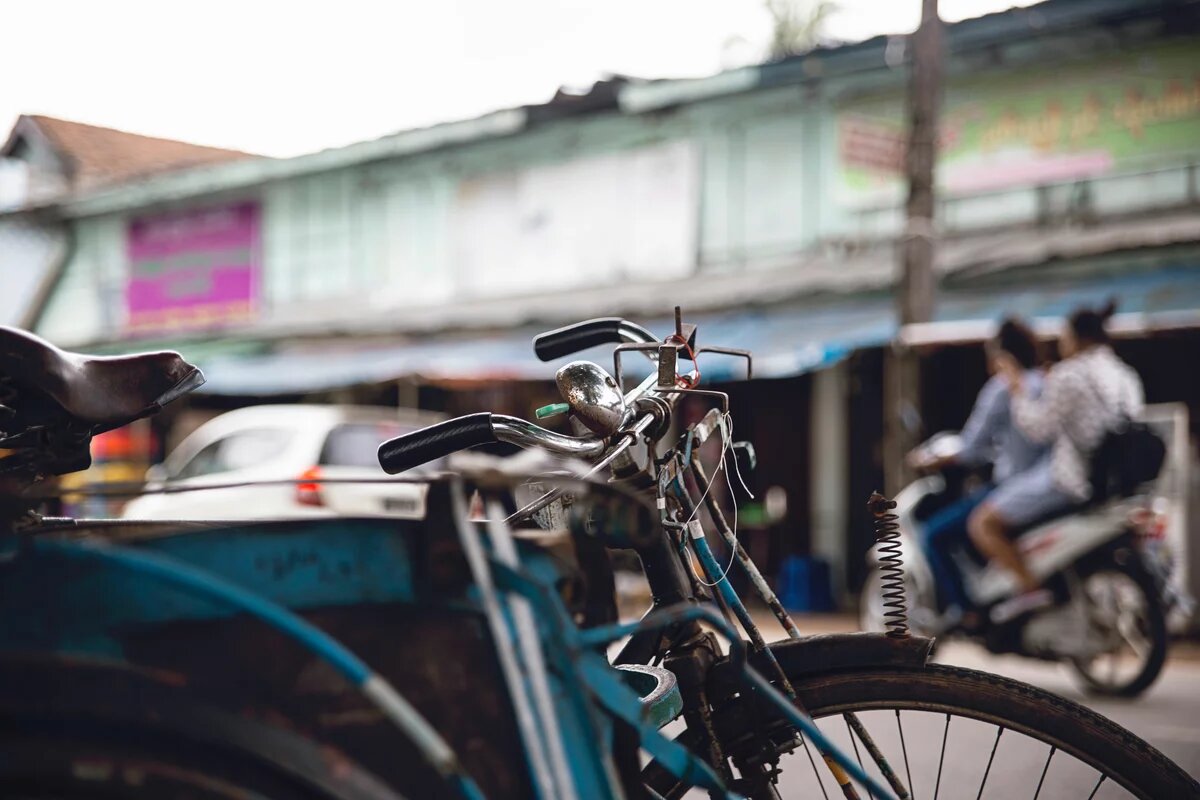 Bicycle on a street in Hpa-An, Myanmar