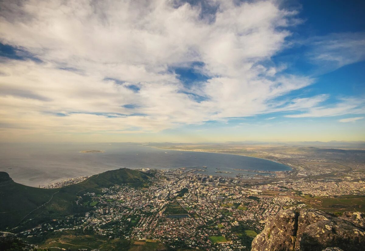 Blick vom Tafelberg auf Kapstadt, Südafrika