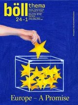 GPT  Illustration: A hand places a yellow star into a transparent box with more stars on a blue background. Text: "Europe – A Promise."