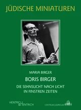 Cover: Jüdische Miniaturen / Boris Birger - Die Sehnsucht nach Licht in finsteren Zeiten Buchcover mit grünem Hintergrund, zentral ein Schwarz-Weiß-Foto von Boris Birger mit Brille, Hemd und Pinsel in der Hand.